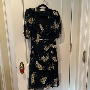 NICHOLAS Tea dress in sapphire multi size 6